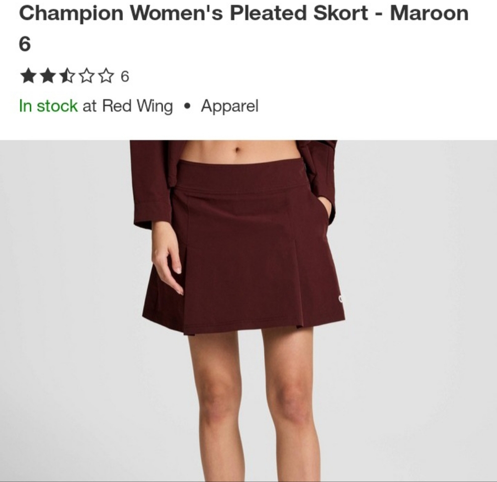 Champion Maroon Athletic Skort